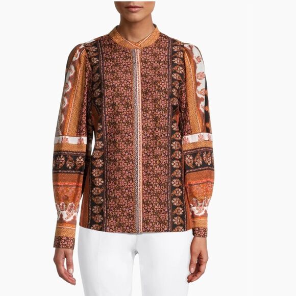 Kobi Halperin Amy Printed Silk Blouse, NWT, Size L - Picture 2 of 8